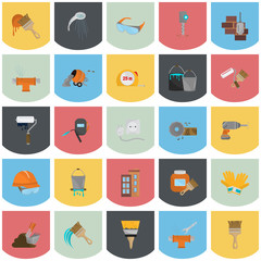 Color construction flat icon set. Stock Vector icon. Illustration for web and mobile design