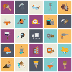 Color construction flat icon set. Stock Vector icon. Illustration for web and mobile design