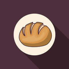 Bread icon. Bakery food daily and fresh theme. Purple background. Vector illustration