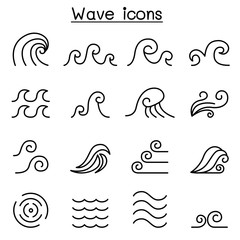 Abstract Wave icon set in thin line style