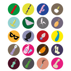 Sex shop  icons, symbols set, design element.  concept illustration.  cute  toys , vibrators