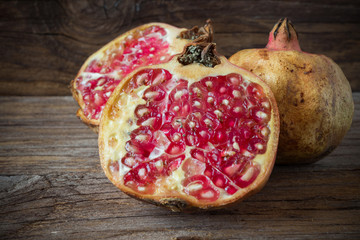 Pomegranate on wood