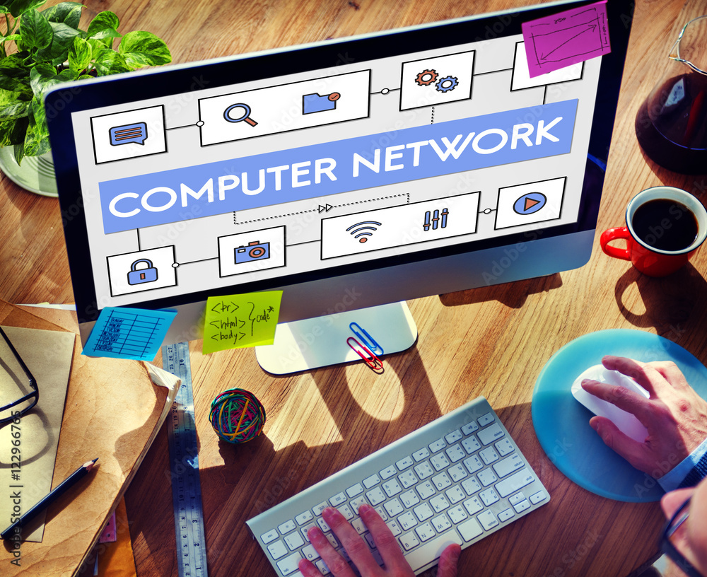Wall mural network connection data internet technology concept