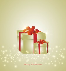 Happy Christmas vector Illustration card. Celebration background with gift box. Greeting card for Christmas and New Year.