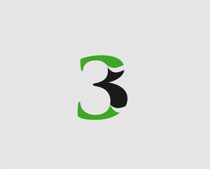 Number logo design.Number three logo.Logo 3 vector template
