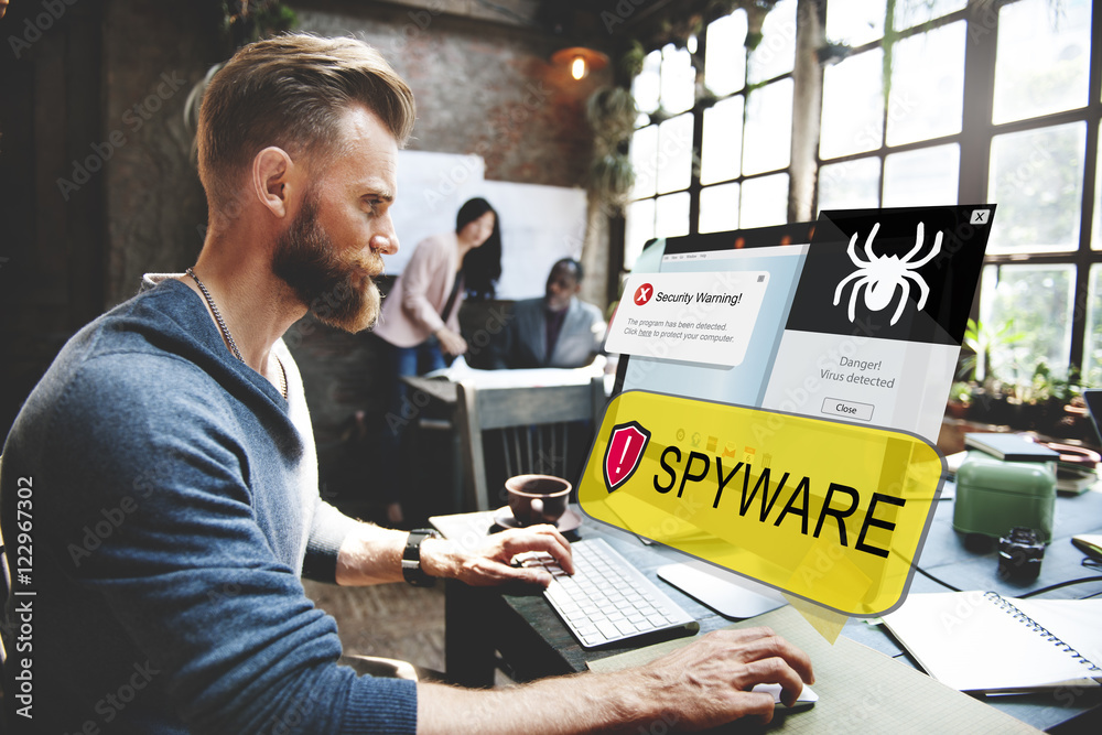 Wall mural spyware computer hacker virus malware concept