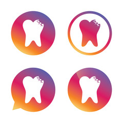 Broken tooth sign icon. Dental care symbol.