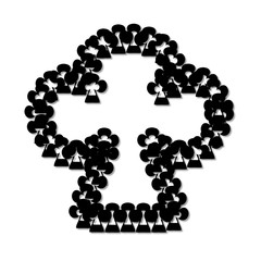 Suit of clubs icon black on white background. Vector illustration for graphic projects, Parties, Business, Web. Isolated Icon Can be used for Game, Web, Mobile App, Infographics. 