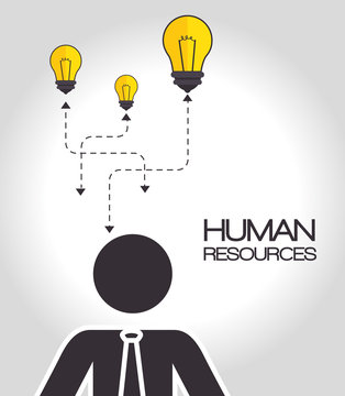 avatar businessman wearing tie and yellow bulb lights. human resources design. vector illustration
