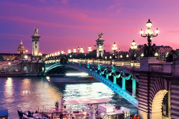Papier Peint photo Pont Alexandre III Alexandre Bridge in Paris at night