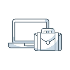 laptop computer portable device with social marketing icon vector illustration design