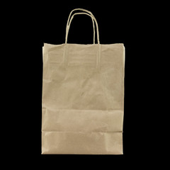 bag paper isolated on black background.