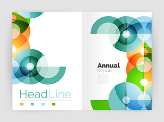 Transparent circle composition on business annual report flyer