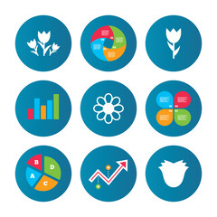 Flowers icons. Bouquet of roses symbol.