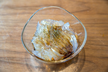 Konjac jelly, pudding with seaweed, japanese dessert