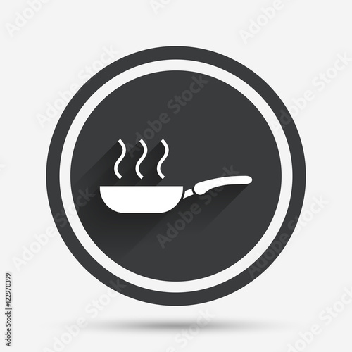 "Frying pan sign icon. Fry or roast food symbol." Stock image and