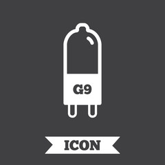 Naklejka premium Light bulb icon. Lamp G9 socket symbol.