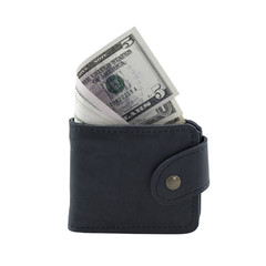Money in wallet isolated on white background