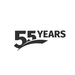 Isolated abstract black color 55th anniversary logo on white background. 55 number logotype. Fifty-five years celebration icon. Fifty-fifth birthday greeting emblem. Vector anniversary illustration.