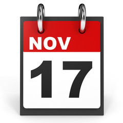 November 17. Calendar on white background.