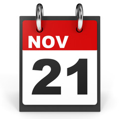 November 21. Calendar on white background.