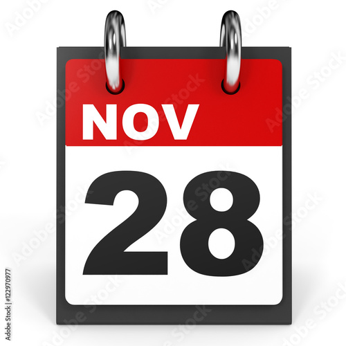 "November 28. Calendar on white background." photo libre de droits sur