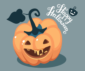 Vector halloween illustration of top view decorative orange pump