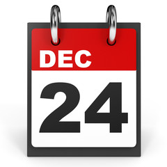 December 24. Calendar on white background.