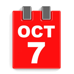 October 7. Calendar on white background.