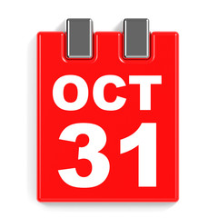 October 31. Calendar on white background.