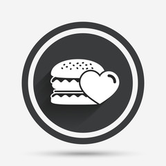 Hamburger icon. Burger food symbol.