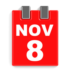 November 8. Calendar on white background.