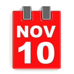 November 10. Calendar on white background.