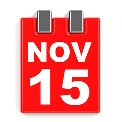 November 15. Calendar on white background.