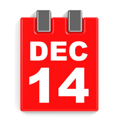 December 14. Calendar on white background.