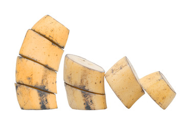 slice ripe banana on white background