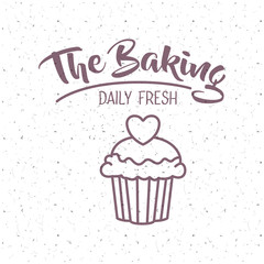 Cupcake muffin icon. Bakery food daily and fresh theme. White and texture background. Vector illustration