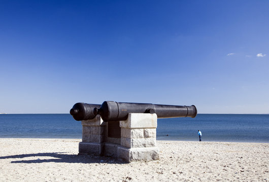 Cannons at Compo Beach, CT, USA