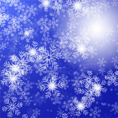 blue background with christmas stars and snowflakes, vector illustration eps10
