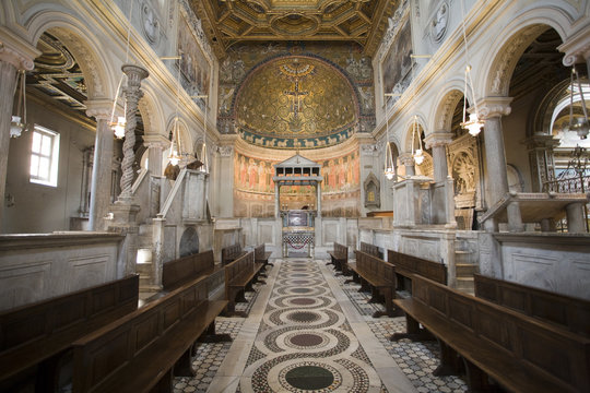Interior of San Clemente basilica, Rome