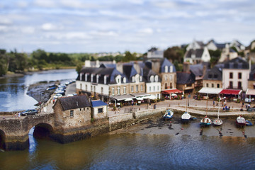 Saint-Goustan port, town of Auray, departement of Morbihan, Brittany, France. Tilted lens used for...