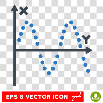 Vector Sine Plot EPS vector pictogram. Illustration style is flat iconic bicolor smooth blue symbol on a transparent background.