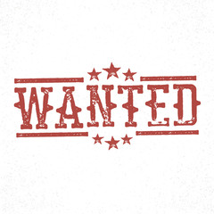 Wanted grunge rubber stamp. Western old grunge styled