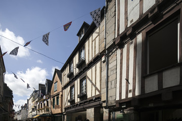 Traditional Breton architecture, town of Quimper, departament of Finistere, region of Brittany,...