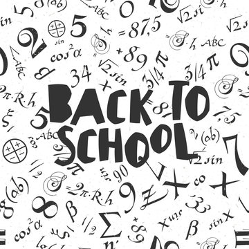 Back to school poster design with seamless numbers pattern backg