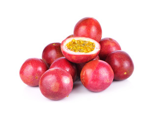 Passionfruit; Passiflora edulis on white background