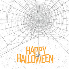 Halloween background with spider web and text