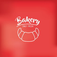 Naklejka premium Croissant icon. Bakery food daily and fresh theme. Red background. Vector illustration