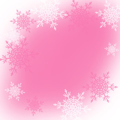 White snowflakes,christmas pattern on the pink background