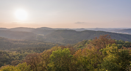 Blick auf den herbstlichen Thüringer Wald von der Wartburg